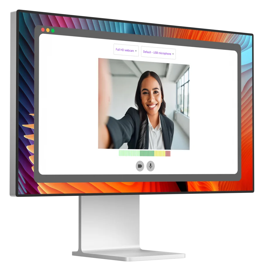 Desktop monitor displaying Spectacle camera and microphone setup